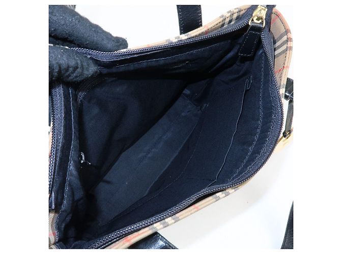 Borsa a spalla BURBERRY in tela e pelle Nova Plaid Beige Black - vista 22