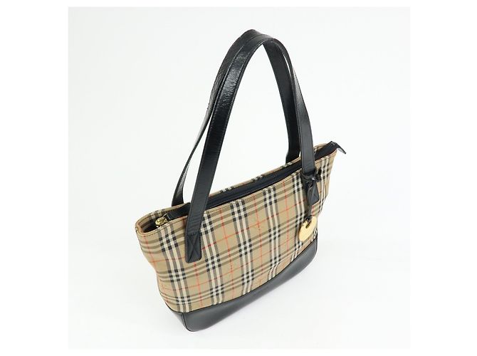Borsa a spalla BURBERRY in tela e pelle Nova Plaid Beige Black - vista 4
