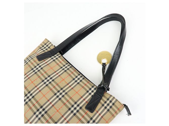 Borsa a spalla BURBERRY in tela e pelle Nova Plaid Beige Black - vista 6