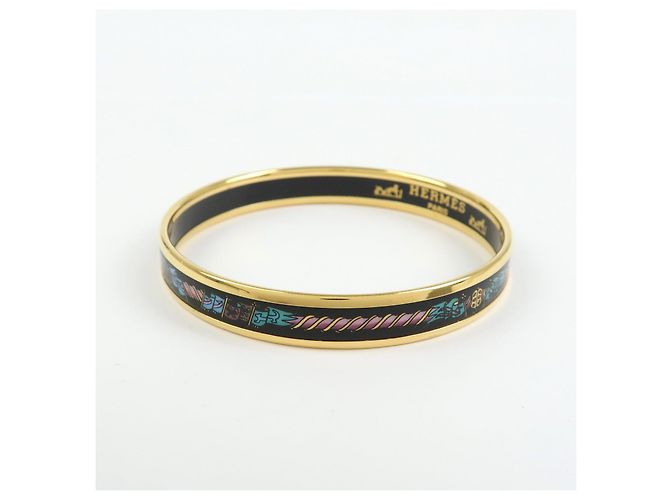 Hermès Bracciale Bangle HERMES Email PM Plated Nero e Oro - vista 3