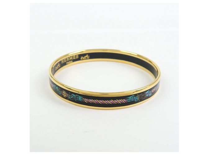 Hermès Bracciale Bangle HERMES Email PM Plated Nero e Oro - vista 4