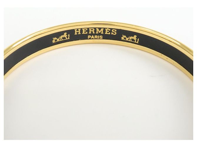 Hermès Bracciale Bangle HERMES Email PM Plated Nero e Oro - vista 9