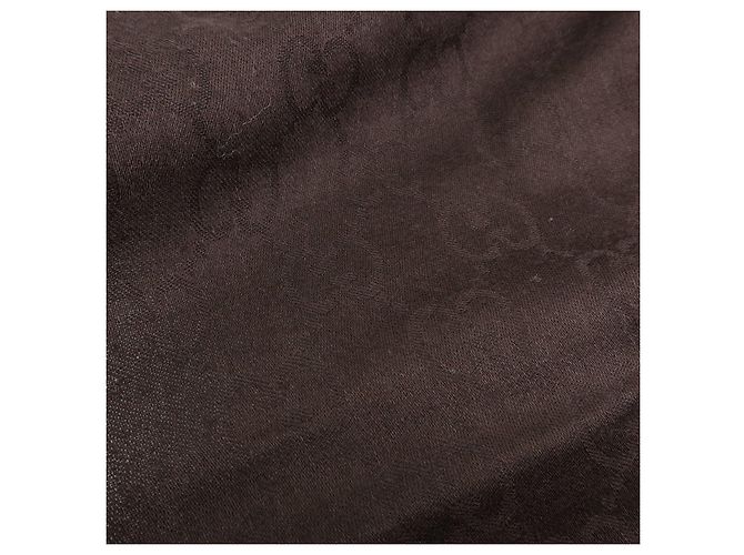 Sciarpa Sciop GUCCI GG Monogram in lana e seta Marrone Nero 542984 - vista 10