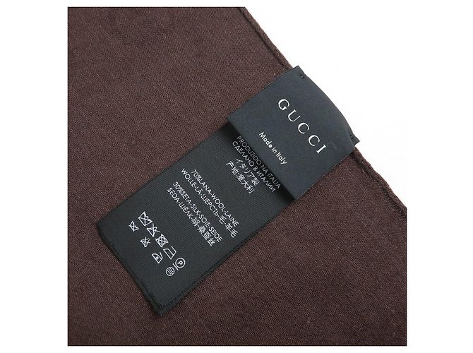 Sciarpa Sciop GUCCI GG Monogram in lana e seta Marrone Nero 542984 - vista 11