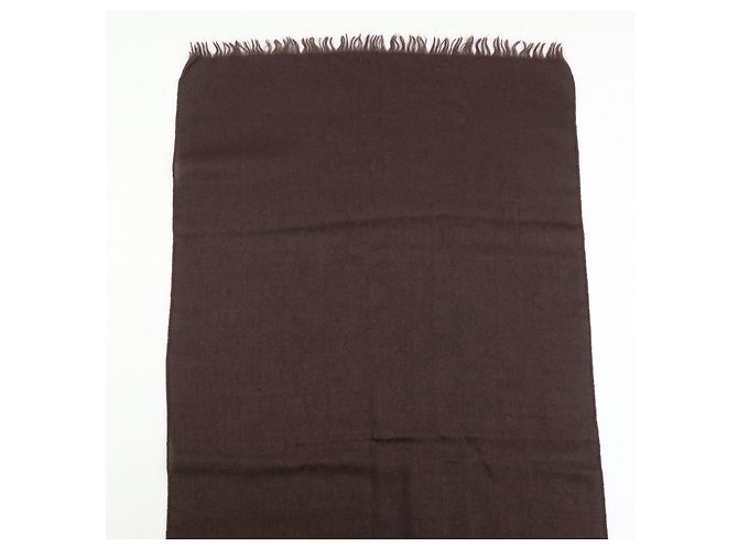 Sciarpa Sciop GUCCI GG Monogram in lana e seta Marrone Nero 542984 - vista 6