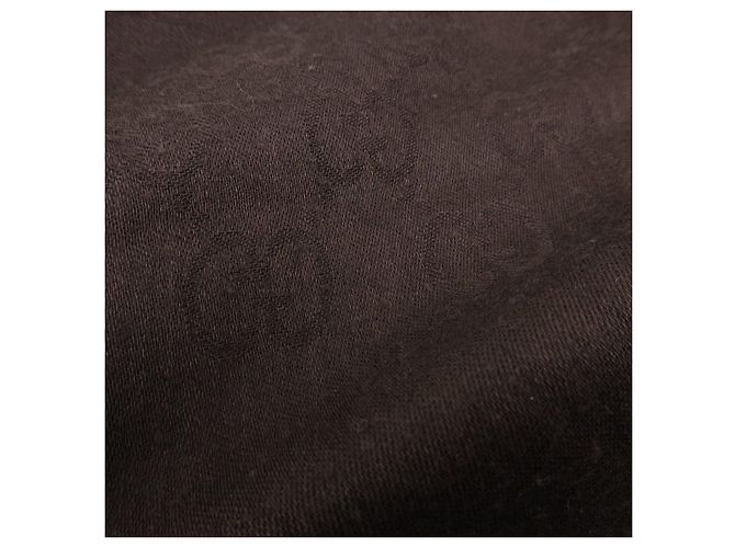 Sciarpa Sciop GUCCI GG Monogram in lana e seta Marrone Nero 542984 - vista 9