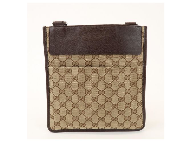 Borsa a Tracolla GUCCI GG Canvas Leather Beige Brown 27639 - vista 2