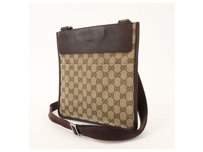 Borsa a Tracolla GUCCI GG Canvas Leather Beige Brown 27639 - vista 3