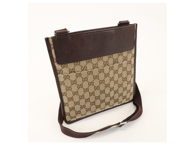 Borsa a Tracolla GUCCI GG Canvas Leather Beige Brown 27639 - vista 4