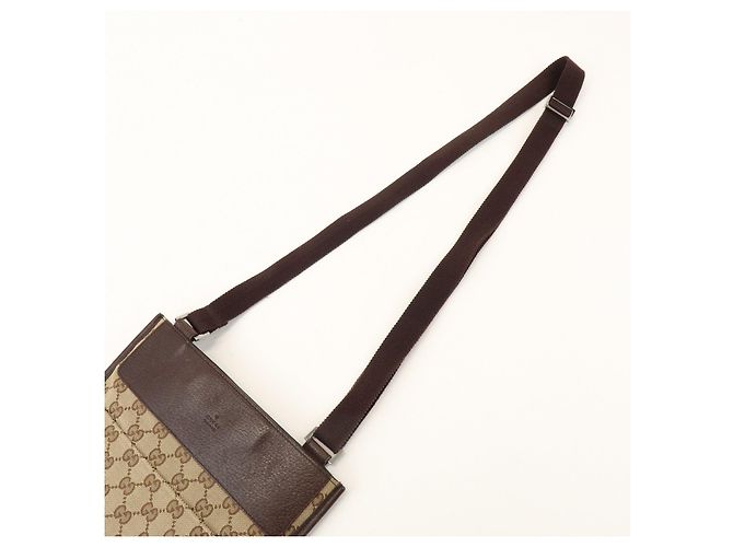 Borsa a Tracolla GUCCI GG Canvas Leather Beige Brown 27639 - vista 6