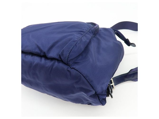 Zaino PRADA in nylon e pelle con logo Triangle Navy B4650F - vista 10