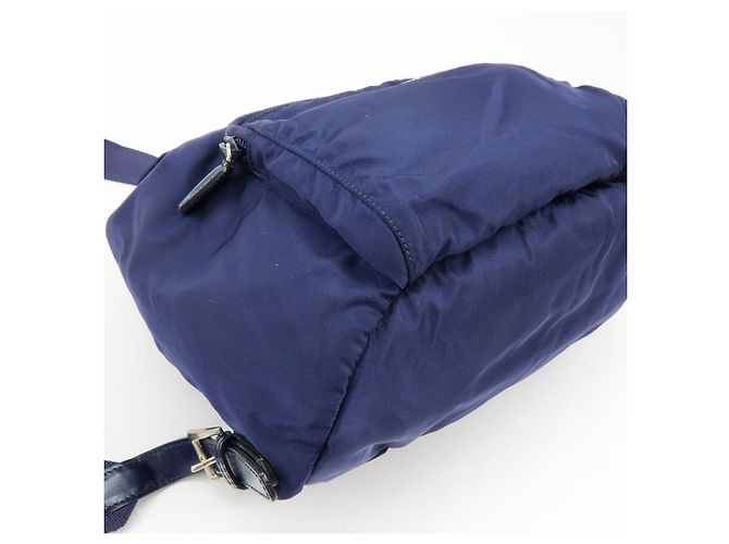 Zaino PRADA in nylon e pelle con logo Triangle Navy B4650F - vista 11