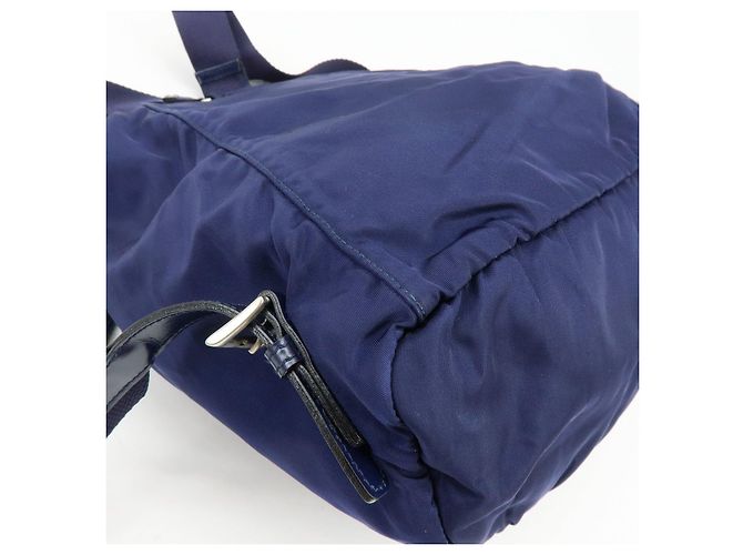 Zaino PRADA in nylon e pelle con logo Triangle Navy B4650F - vista 12