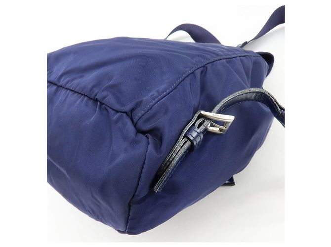 Zaino PRADA in nylon e pelle con logo Triangle Navy B4650F - vista 13