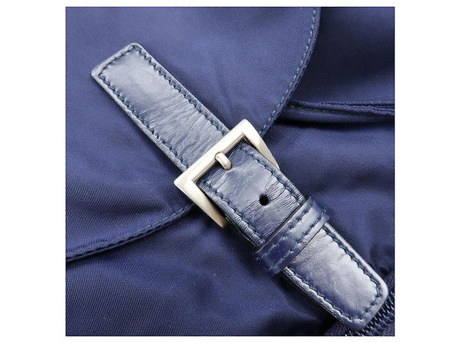 Zaino PRADA in nylon e pelle con logo Triangle Navy B4650F - vista 14