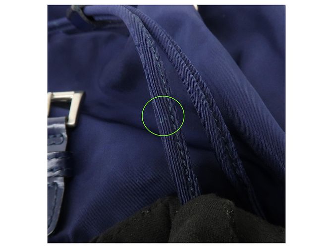 Zaino PRADA in nylon e pelle con logo Triangle Navy B4650F - vista 19