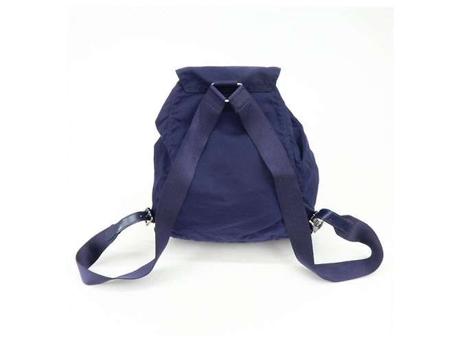 Zaino PRADA in nylon e pelle con logo Triangle Navy B4650F - vista 2