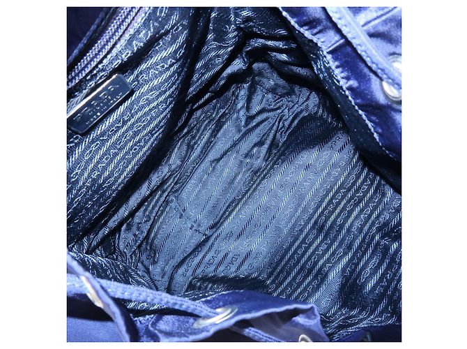 Zaino PRADA in nylon e pelle con logo Triangle Navy B4650F - vista 21