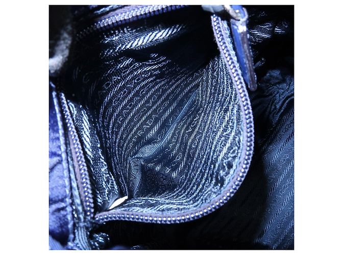 Zaino PRADA in nylon e pelle con logo Triangle Navy B4650F - vista 22
