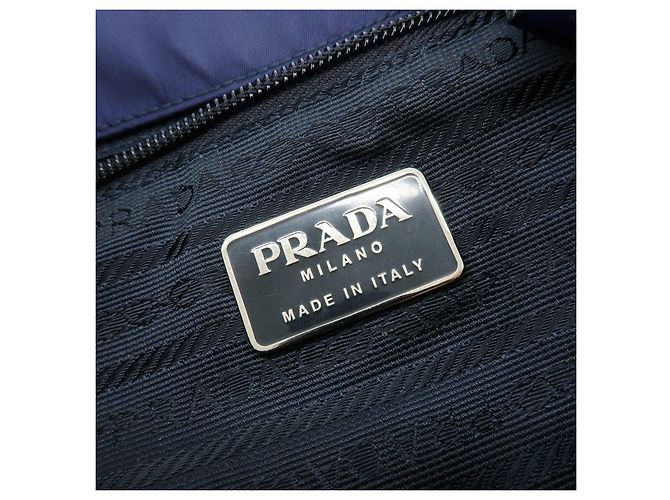 Zaino PRADA in nylon e pelle con logo Triangle Navy B4650F - vista 23