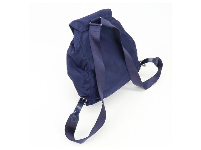 Zaino PRADA in nylon e pelle con logo Triangle Navy B4650F - vista 6