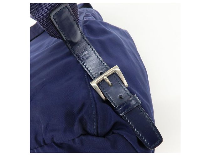 Zaino PRADA in nylon e pelle con logo Triangle Navy B4650F - vista 8