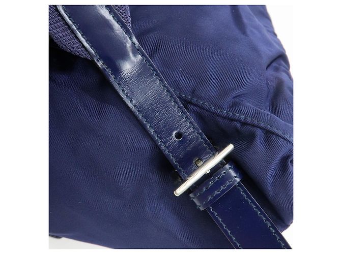 Zaino PRADA in nylon e pelle con logo Triangle Navy B4650F - vista 9