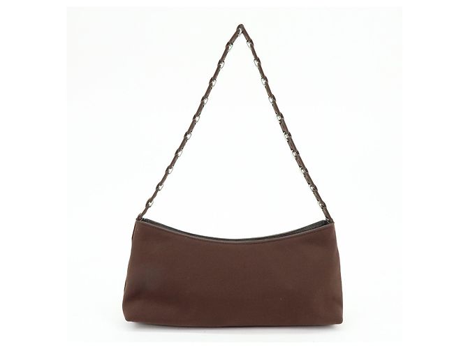 Salvatore Ferragamo Borsa a tracolla e borsa a mano Ferragamo Varra in nylon e pelle con catena, Marrone - vista 2