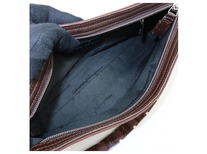 Salvatore Ferragamo Borsa a tracolla e borsa a mano Ferragamo Varra in nylon e pelle con catena, Marrone - vista 20