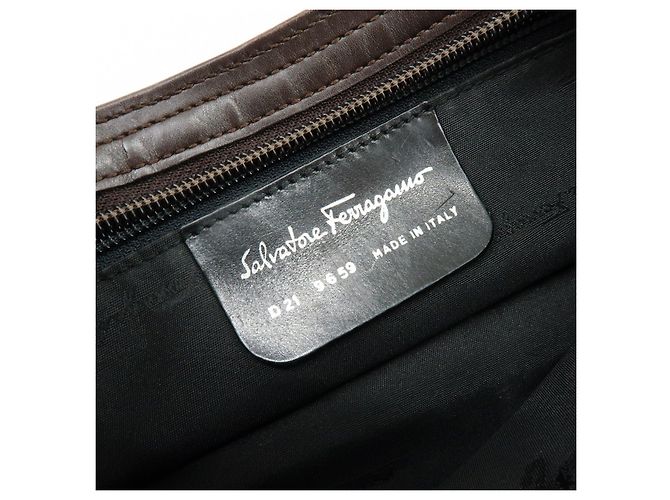 Salvatore Ferragamo Borsa a tracolla e borsa a mano Ferragamo Varra in nylon e pelle con catena, Marrone - vista 22