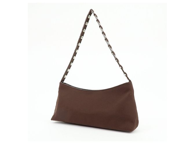 Salvatore Ferragamo Borsa a tracolla e borsa a mano Ferragamo Varra in nylon e pelle con catena, Marrone - vista 3