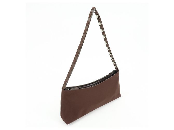 Salvatore Ferragamo Borsa a tracolla e borsa a mano Ferragamo Varra in nylon e pelle con catena, Marrone - vista 4