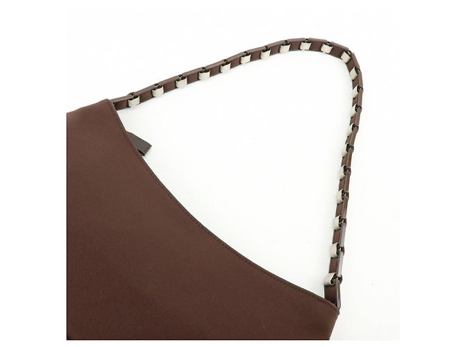 Salvatore Ferragamo Borsa a tracolla e borsa a mano Ferragamo Varra in nylon e pelle con catena, Marrone - vista 6