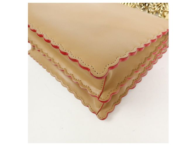FENDI Mini Kan I Borsa a tracolla e spalla in pelle con catena Beige 8M0381 - vista 12