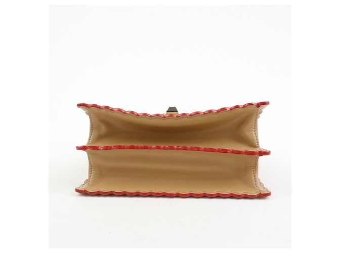 FENDI Mini Kan I Borsa a tracolla e spalla in pelle con catena Beige 8M0381 - vista 5
