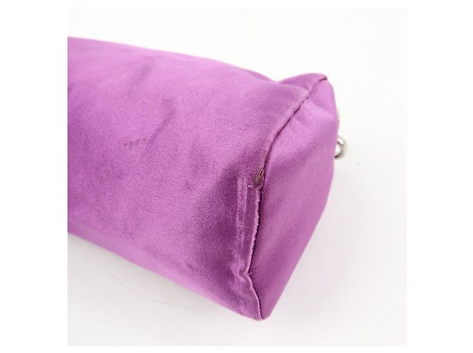 PRADA Mini borsa a mano pochette in raso con logo triangolare Viola - vista 11