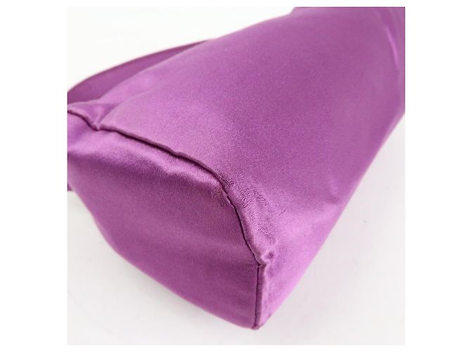 PRADA Mini borsa a mano pochette in raso con logo triangolare Viola - vista 12