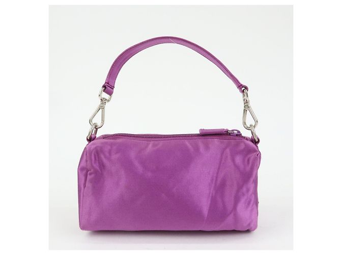 PRADA Mini borsa a mano pochette in raso con logo triangolare Viola - vista 2
