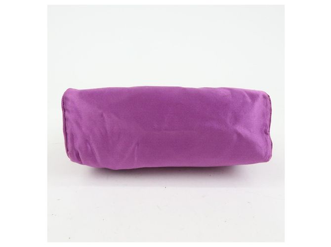 PRADA Mini borsa a mano pochette in raso con logo triangolare Viola - vista 5