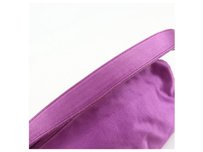 PRADA Mini borsa a mano pochette in raso con logo triangolare Viola - vista 8