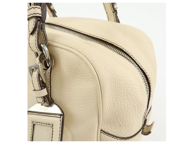 PRADA Borsa Boston in pelle Vitello Daino Borsa a tracolla Ivory BR3091 - vista 14