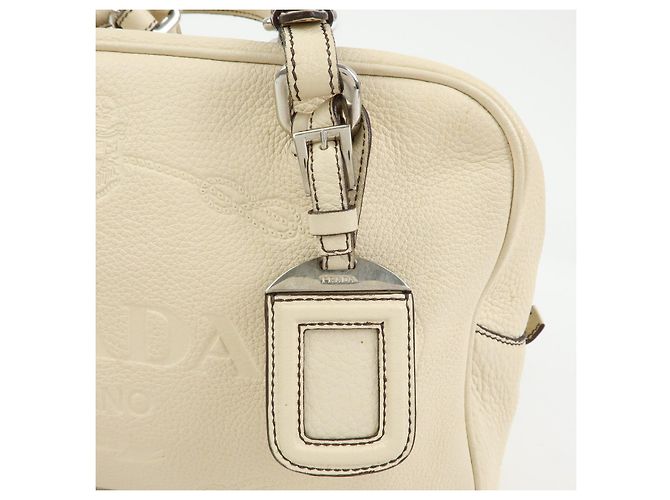 PRADA Borsa Boston in pelle Vitello Daino Borsa a tracolla Ivory BR3091 - vista 18