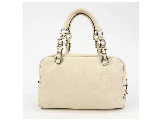 PRADA Borsa Boston in pelle Vitello Daino Borsa a tracolla Ivory BR3091 - vista 2