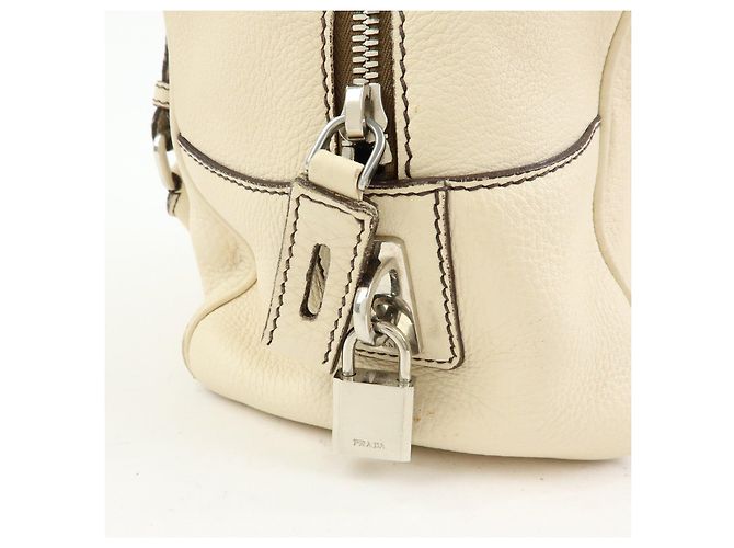 PRADA Borsa Boston in pelle Vitello Daino Borsa a tracolla Ivory BR3091 - vista 20