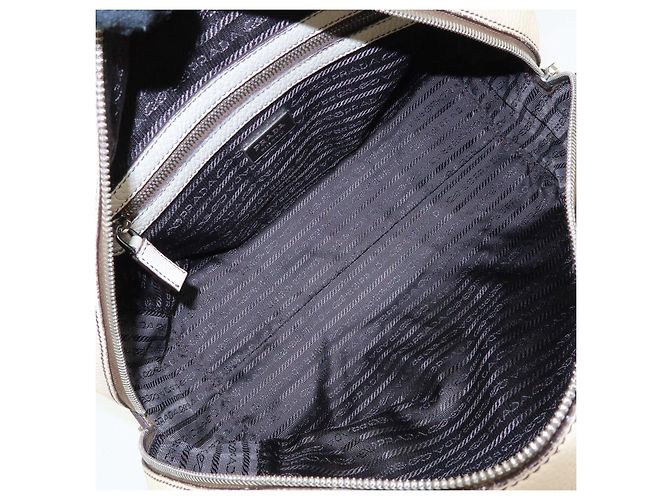 PRADA Borsa Boston in pelle Vitello Daino Borsa a tracolla Ivory BR3091 - vista 21