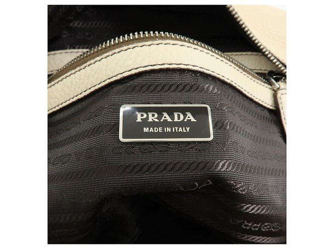 PRADA Borsa Boston in pelle Vitello Daino Borsa a tracolla Ivory BR3091 - vista 23
