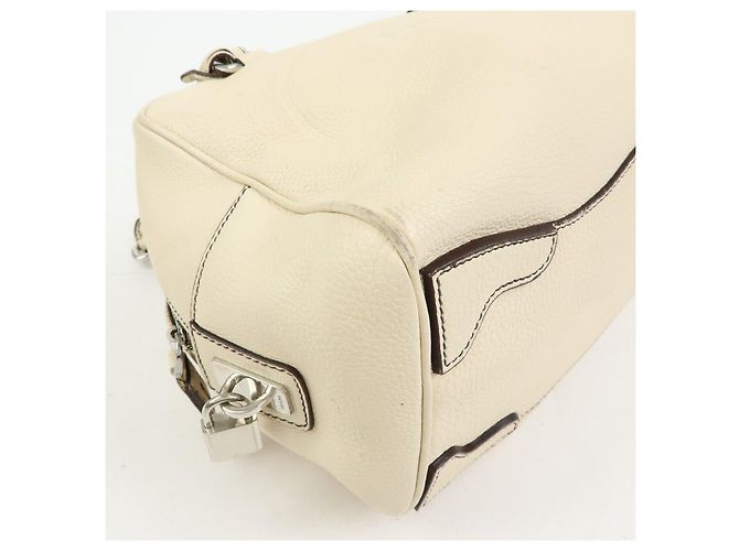 PRADA Borsa Boston in pelle Vitello Daino Borsa a tracolla Ivory BR3091 - vista 9
