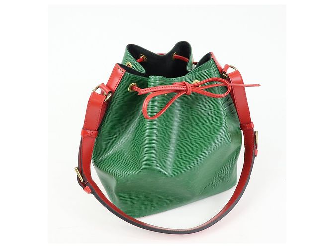 Borsa a tracolla Louis Vuitton Epi Petit Noe Bicolor Verde Rosso M44147 - vista 4