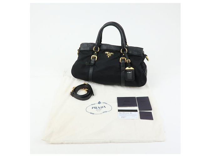 Borsa a spalla e a mano 2Way in nylon e pelle con logo PRADA Nera BN2032 - vista 24