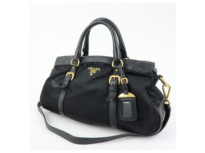 Borsa a spalla e a mano 2Way in nylon e pelle con logo PRADA Nera BN2032 - vista 3
